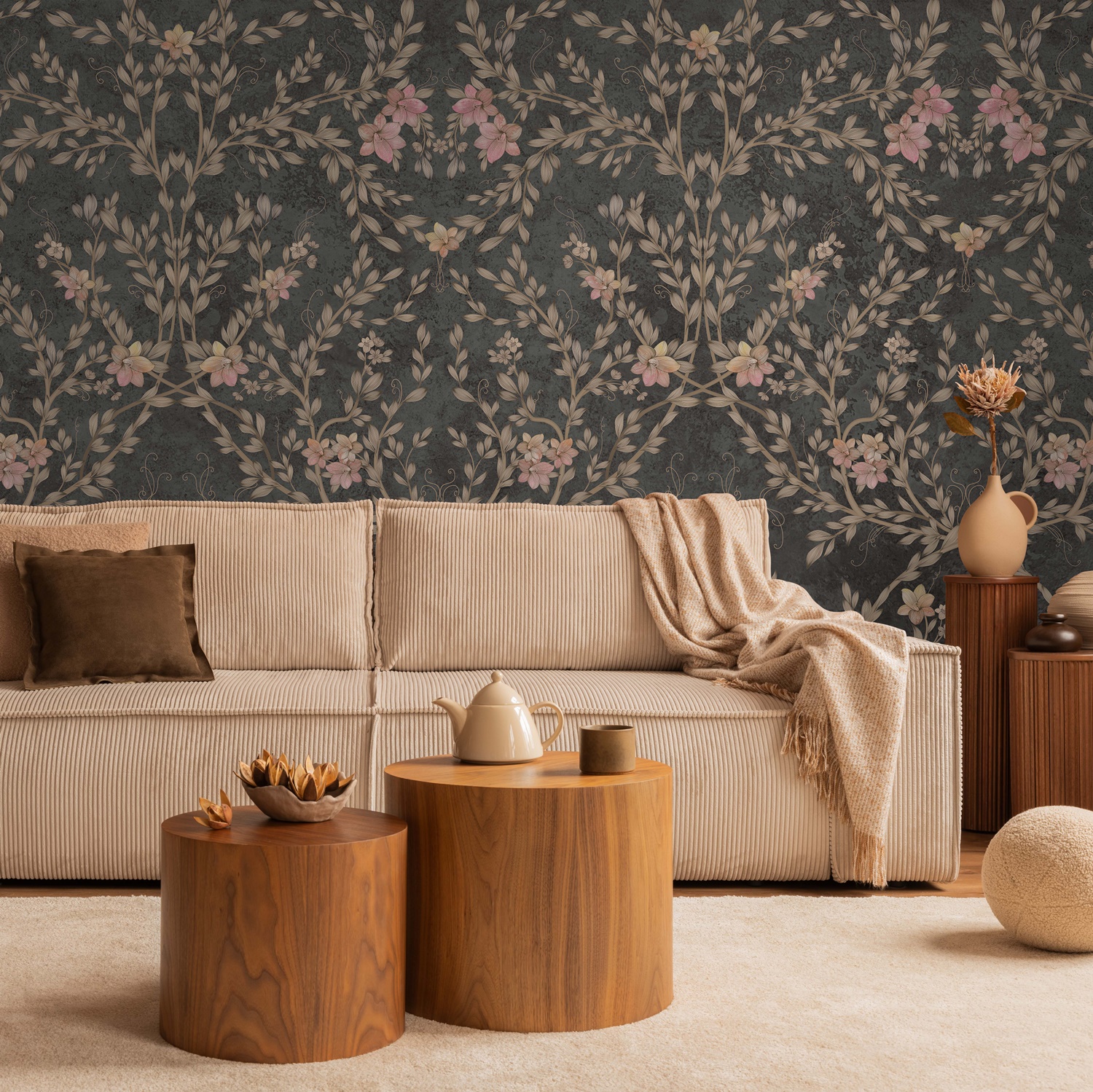 Vintage Branches Soft Blue Blooms Pattern Wallpaper Mural 10 Vintage Branches Soft Blue Blooms Pattern Wallpaper Mural