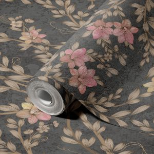 Vintage Branches Soft Blue Blooms Pattern Wallpaper Mural
