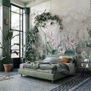 Tranquil Lotus Pond, Soft Botanical Wallpaper Mural