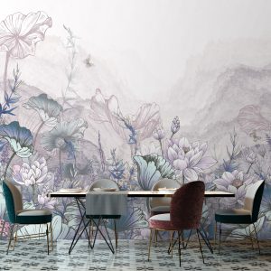 Tranquil Lotus Pond, Soft Botanical Wallpaper Mural
