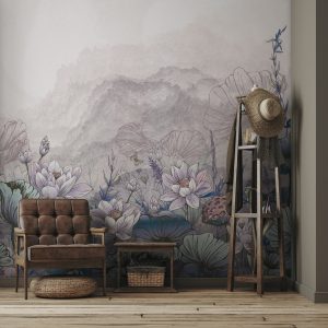 Tranquil Lotus Pond, Soft Botanical Wallpaper Mural