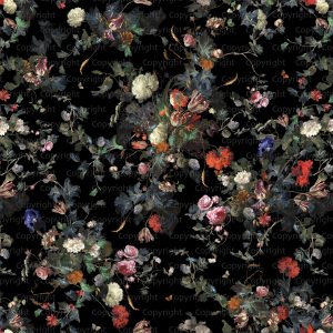 Dark Botanical Blooming Floral Wallpaper Mural
