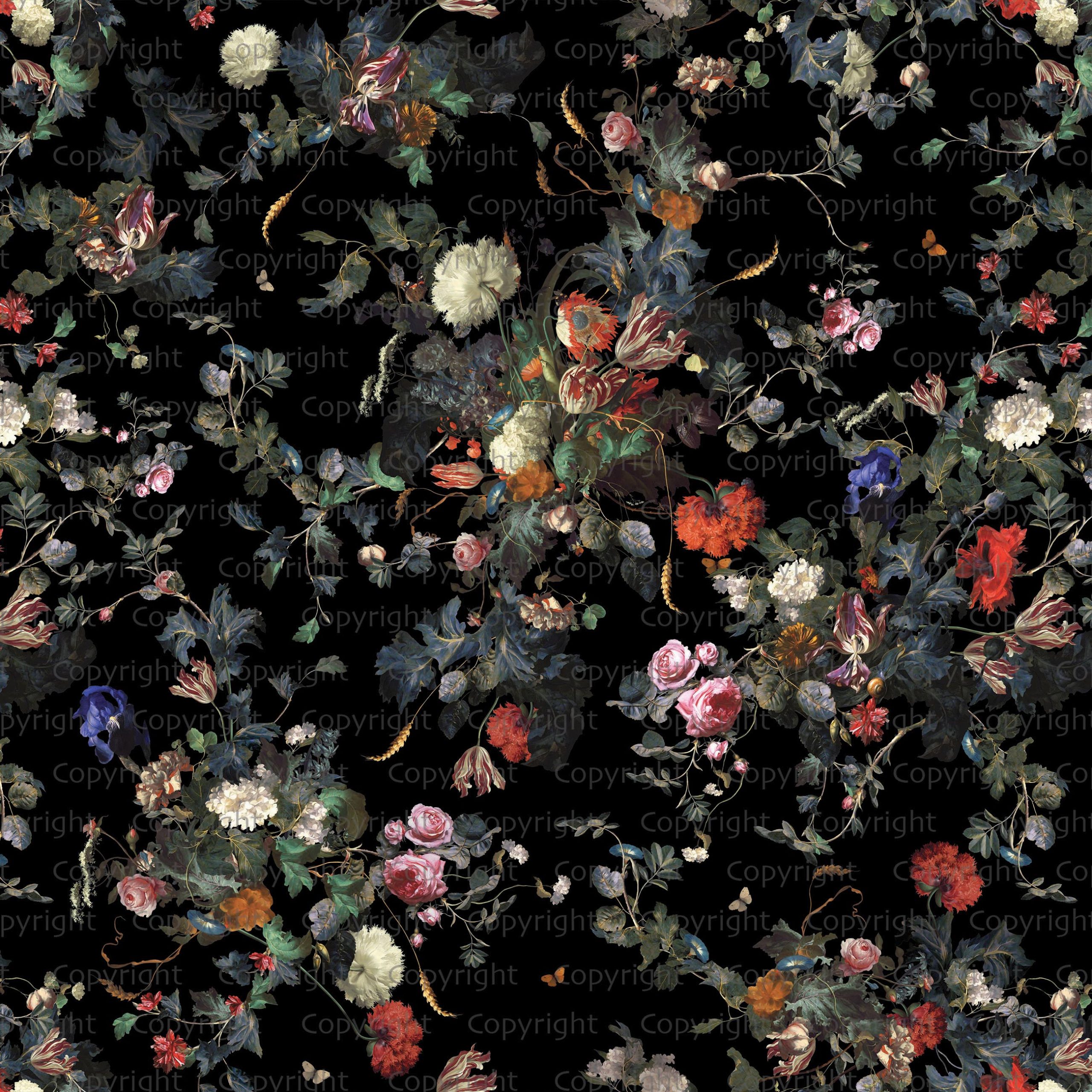 Dark Botanical Blooming Floral Wallpaper Mural 1 Dark Botanical Blooming Floral Wallpaper Mural