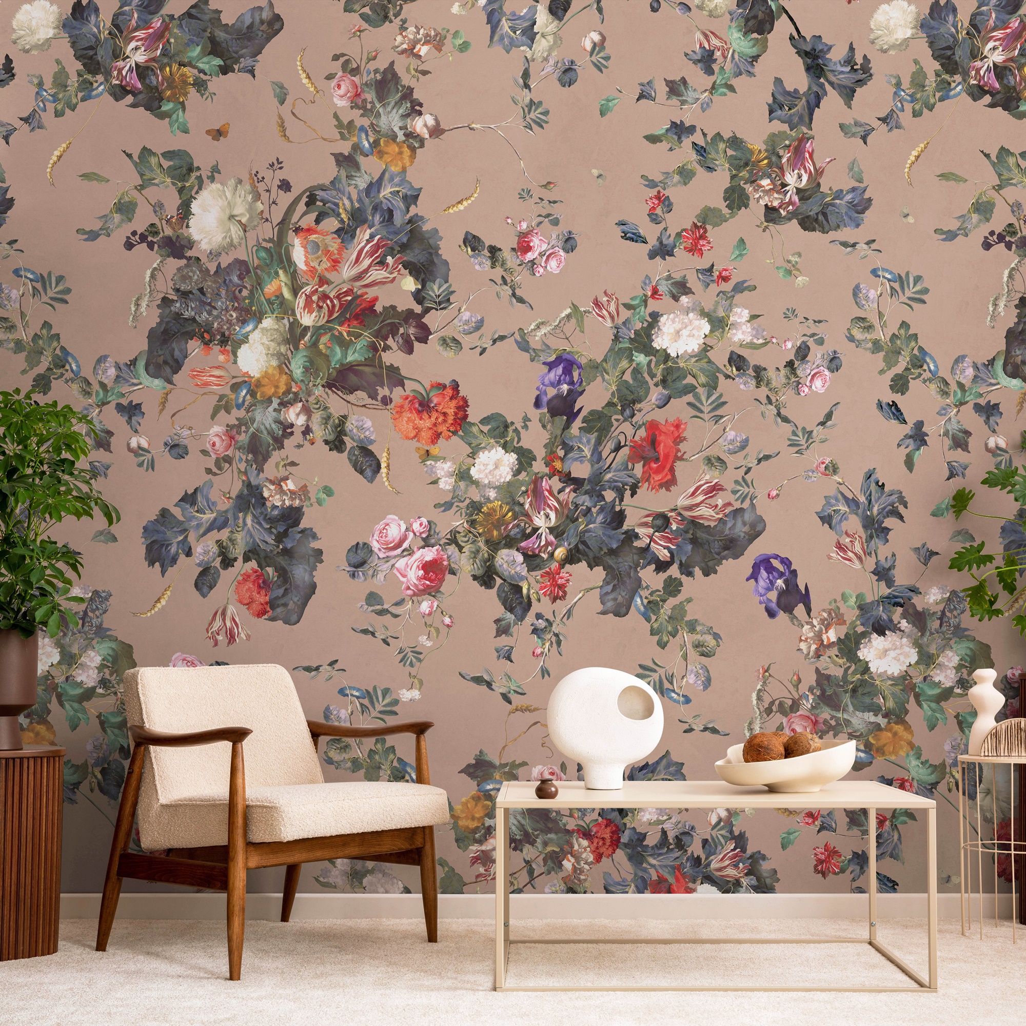 Dark Botanical Blooming Floral Wallpaper Mural 8 Dark Botanical Blooming Floral Wallpaper Mural