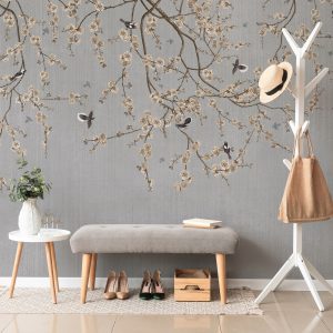 Blooming Cherry Blossoms Chinoiserie Wallpaper Mural