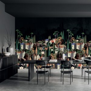 Moody Village Landscape Wallpaper Mural