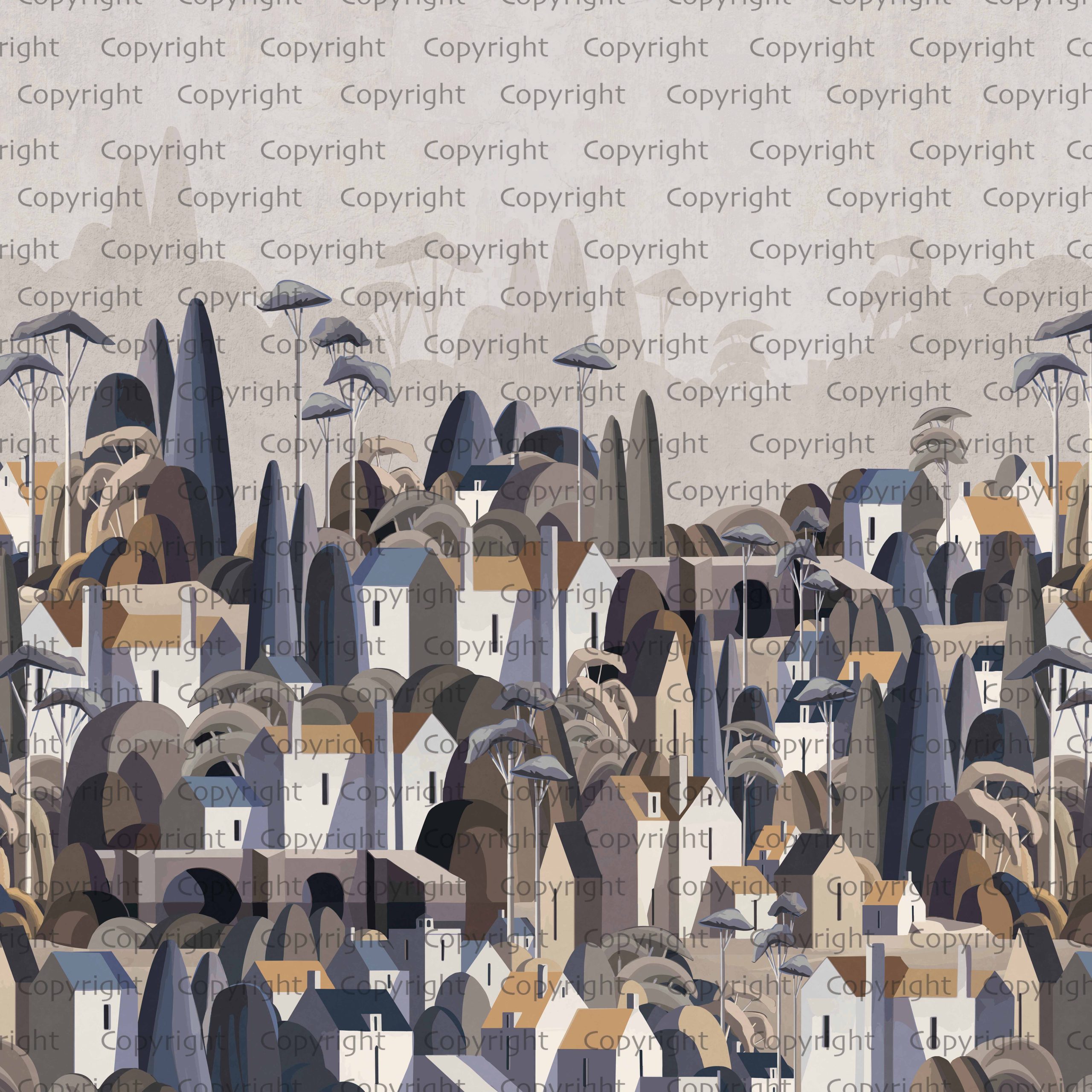 Moody Village Landscape Wallpaper Mural 5 Moody Village Landscape Wallpaper Mural