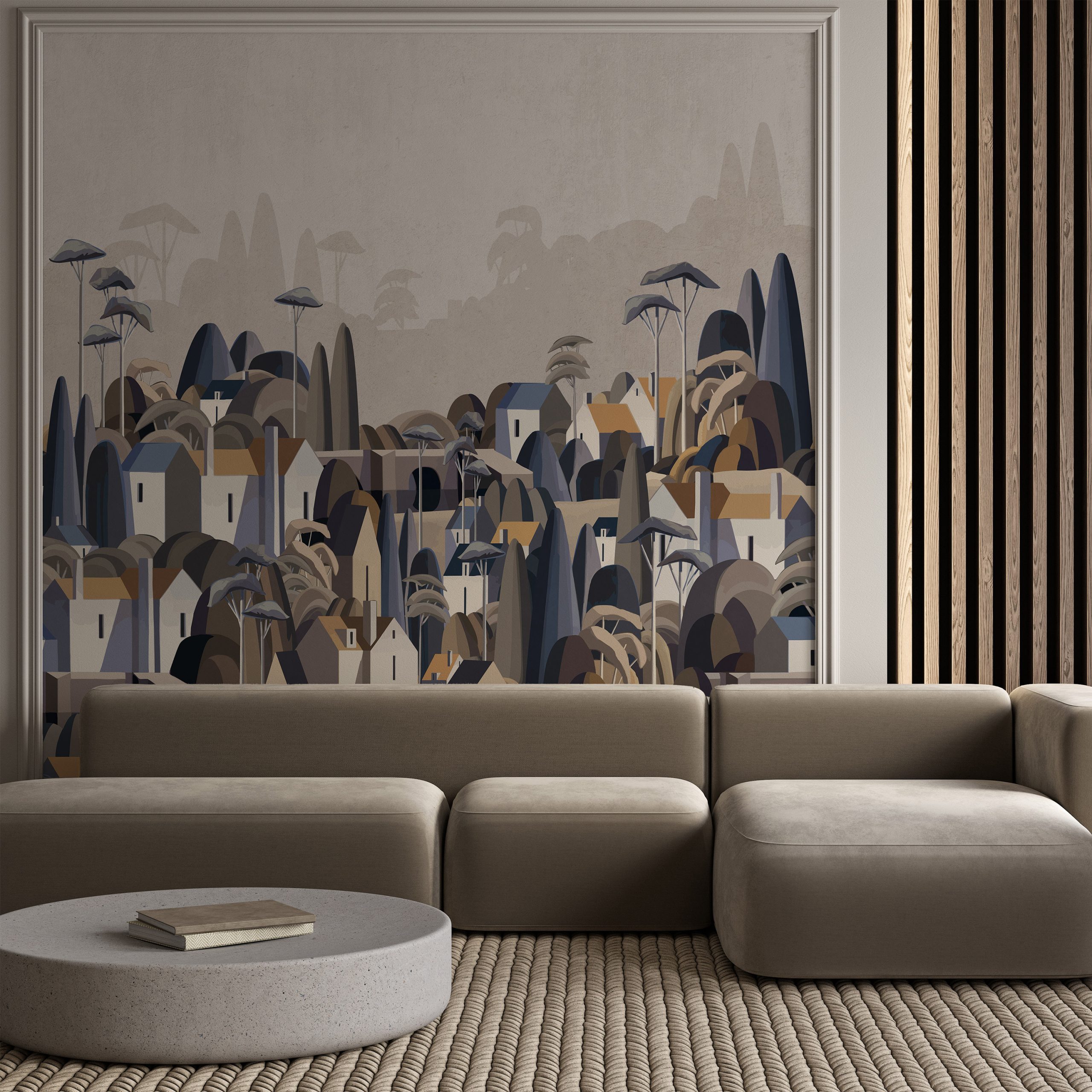 Moody Village Landscape Wallpaper Mural 6 Moody Village Landscape Wallpaper Mural