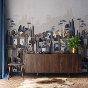 Moody Village Landscape Wallpaper Mural
