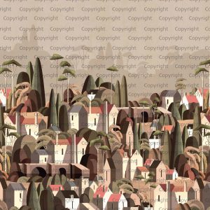Moody Village Landscape Wallpaper Mural