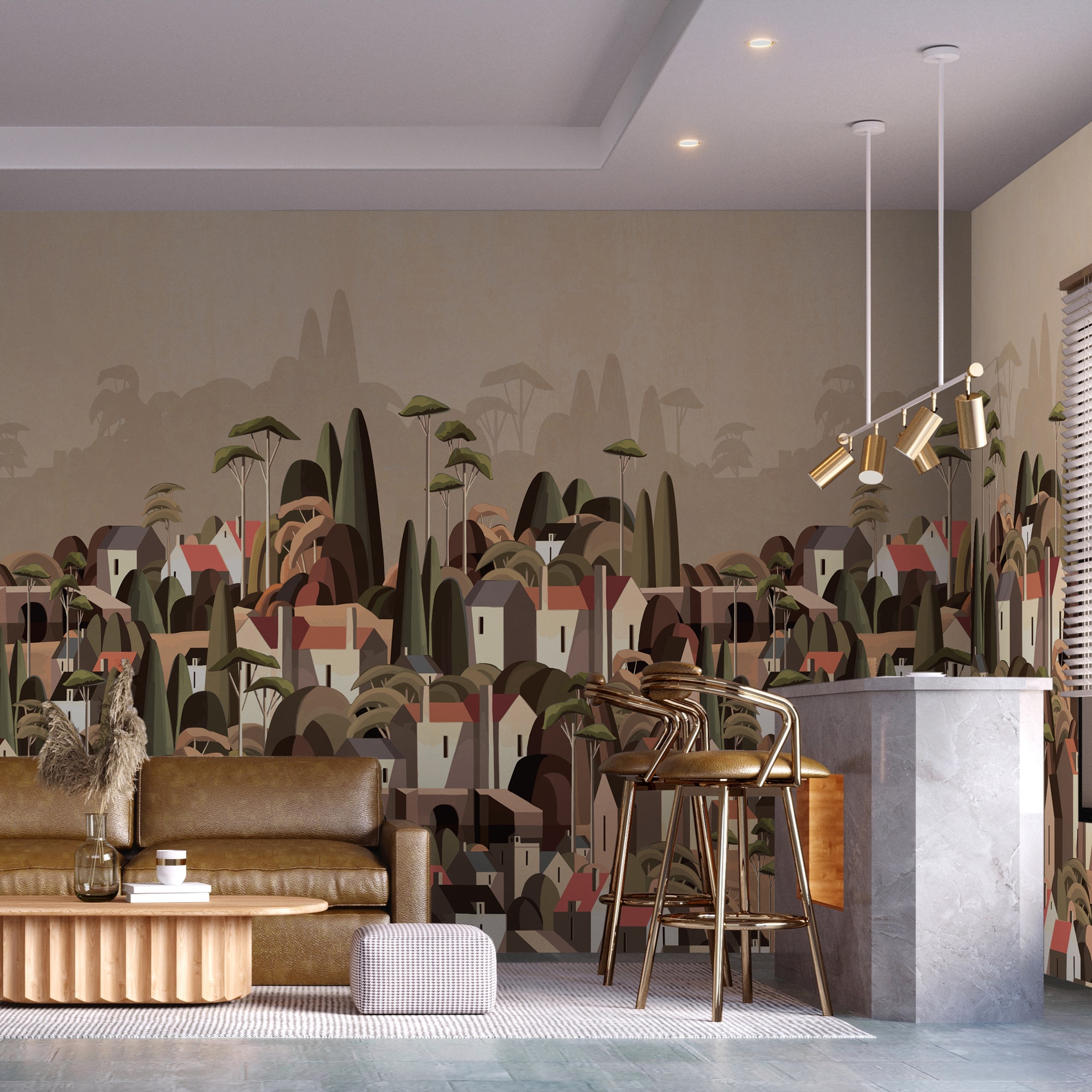 Moody Village Landscape Wallpaper Mural 11 Moody Village Landscape Wallpaper Mural