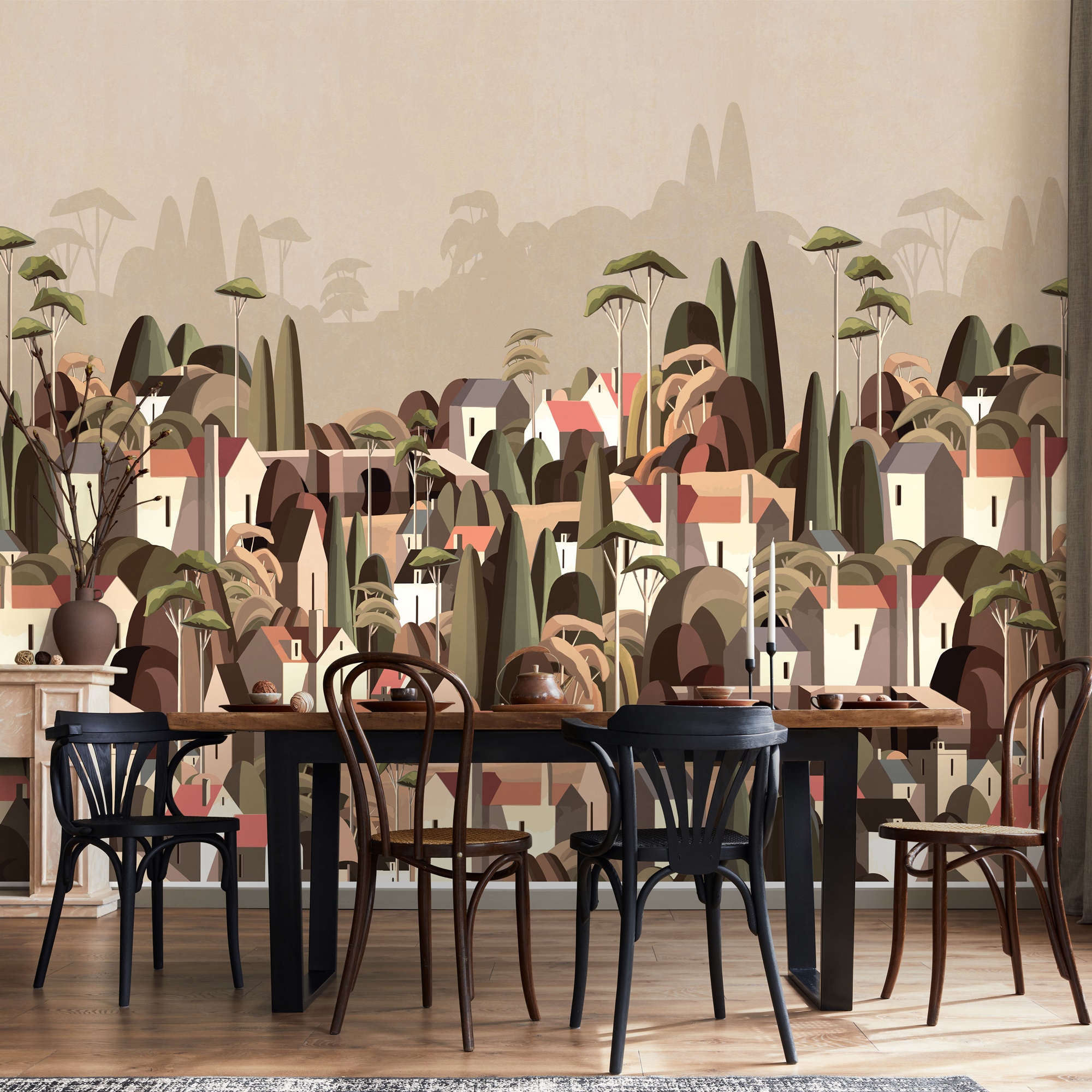 Moody Village Landscape Wallpaper Mural 13 Moody Village Landscape Wallpaper Mural