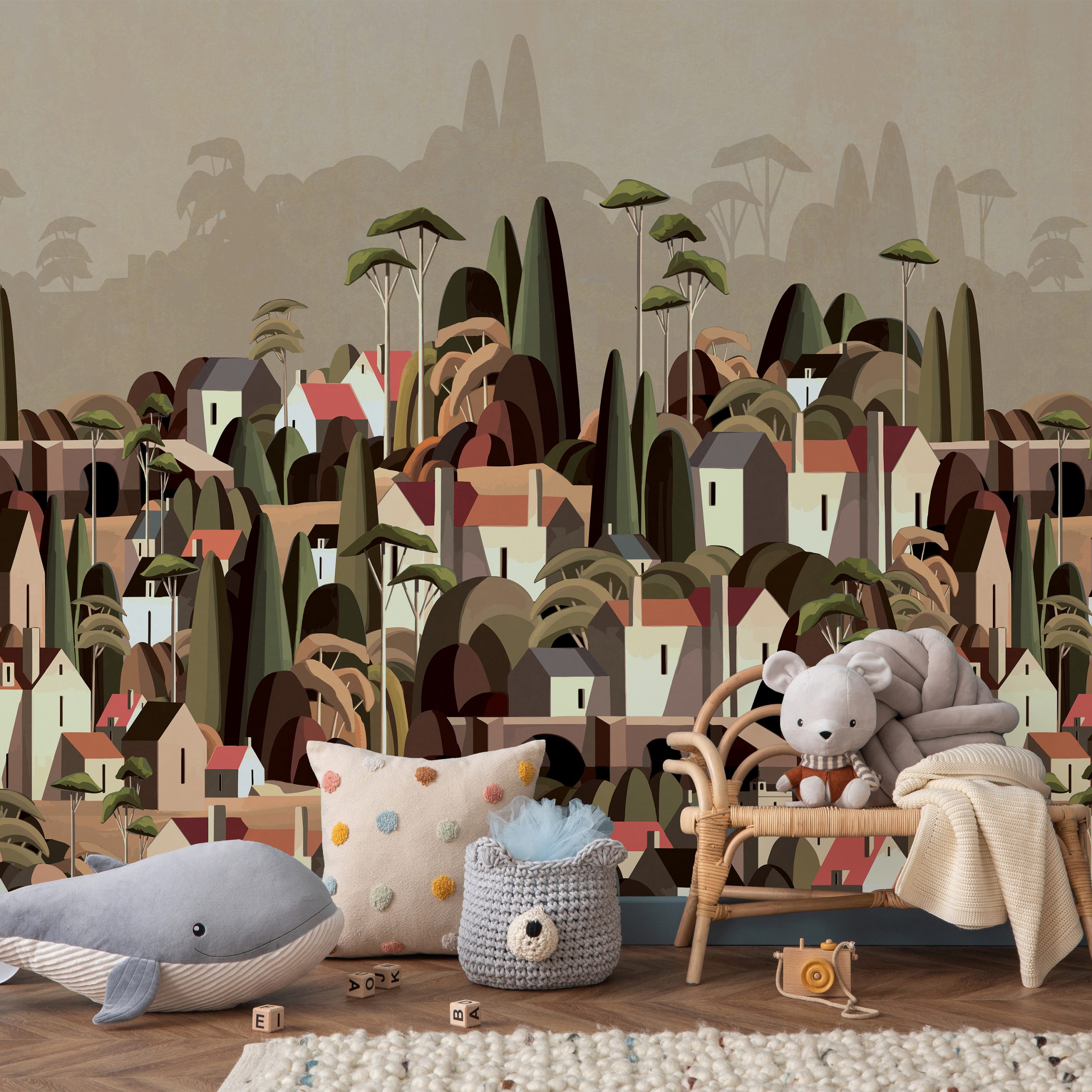 Moody Village Landscape Wallpaper Mural 14 Moody Village Landscape Wallpaper Mural