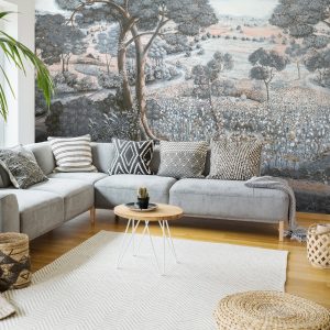 Serene Countryside Blooming Wildflowers Wallpaper Mural