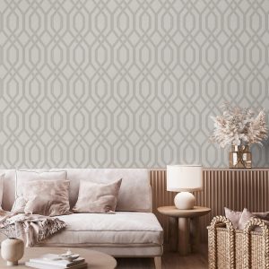 Modern Flocked Geometric Embossed Wallpaper