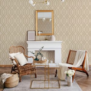 Modern Flocked Geometric Embossed Wallpaper