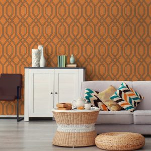 Modern Flocked Geometric Embossed Wallpaper