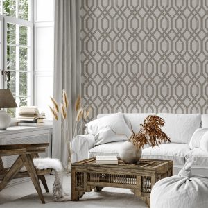 Modern Flocked Geometric Embossed Wallpaper