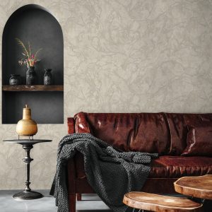 Modern Veined Textured Metallic Accents Marble Wallpaper