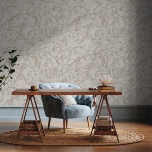 Modern Veined Textured Metallic Accents Marble Wallpaper