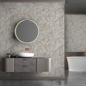 Modern Veined Textured Metallic Accents Marble Wallpaper