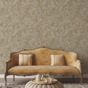 Modern Veined Textured Metallic Accents Marble Wallpaper