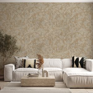 Modern Veined Textured Metallic Accents Marble Wallpaper
