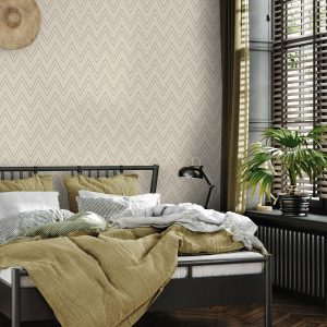 Geometric Deep Embossed Zigzag Pattern Chevron Wallpaper