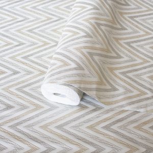 Geometric Deep Embossed Zigzag Pattern Chevron Wallpaper