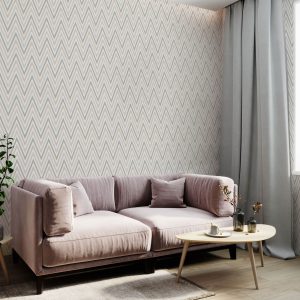 Geometric Deep Embossed Zigzag Pattern Chevron Wallpaper