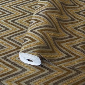 Geometric Deep Embossed Zigzag Pattern Chevron Wallpaper