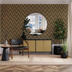 Geometric Deep Embossed Zigzag Pattern Chevron Wallpaper