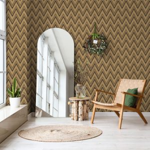 Geometric Deep Embossed Zigzag Pattern Chevron Wallpaper