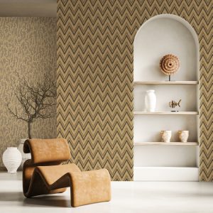 Geometric Deep Embossed Zigzag Pattern Chevron Wallpaper