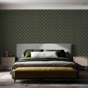 Geometric Deep Embossed Zigzag Pattern Chevron Wallpaper