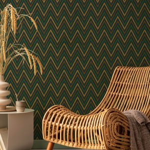 Geometric Deep Embossed Zigzag Pattern Chevron Wallpaper