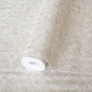 Braided Geometric Pattern Jute Basket Weave Chevron Wallpaper