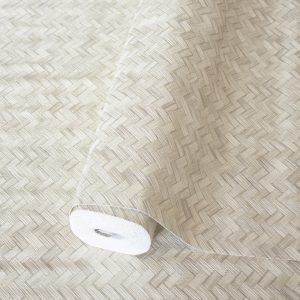 Braided Geometric Pattern Jute Basket Weave Chevron Wallpaper