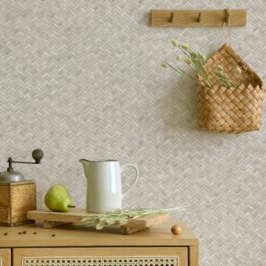 Braided Geometric Pattern Jute Basket Weave Chevron Wallpaper