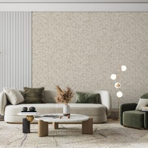 Braided Geometric Pattern Jute Basket Weave Chevron Wallpaper
