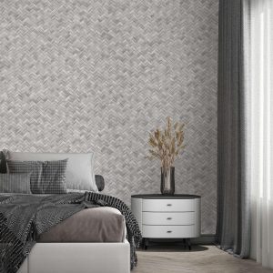 Braided Geometric Pattern Jute Basket Weave Chevron Wallpaper