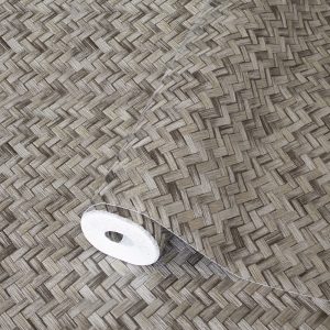 Braided Geometric Pattern Jute Basket Weave Chevron Wallpaper