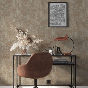 Shiny Rustic Aged Distressed Metallic Wallpaper