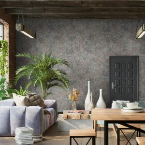 Shiny Rustic Aged Distressed Metallic Wallpaper