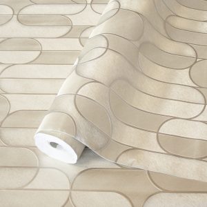 Velvet Flocked Geometric Rounded Shapes Elegant Wallpaper