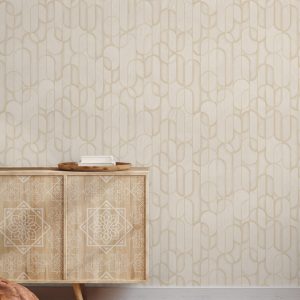 Velvet Flocked Geometric Rounded Shapes Elegant Wallpaper