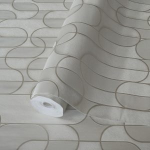 Velvet Flocked Geometric Rounded Shapes Elegant Wallpaper