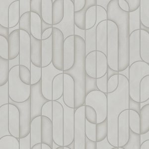 Velvet Flocked Geometric Rounded Shapes Elegant Wallpaper