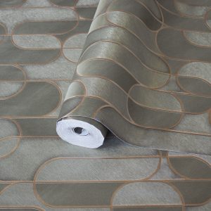 Velvet Flocked Geometric Rounded Shapes Elegant Wallpaper