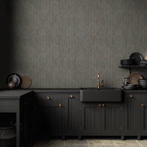 Velvet Flocked Geometric Rounded Shapes Elegant Wallpaper